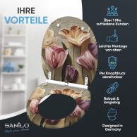 WC-Sitz mit Absenkautomatik und Schnellverschluss Tulpen - Premium Toilettendeckel direkt vom Hersteller