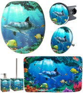 6-teiliges Badezimmer Set Delphin Korallen