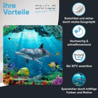 Badematte Delphin Korallen 53 x 53 cm