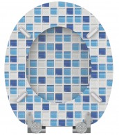 WC-Sitz mit Absenkautomatik Mosaik Blau - Premium Toilettendeckel direkt vom Hersteller